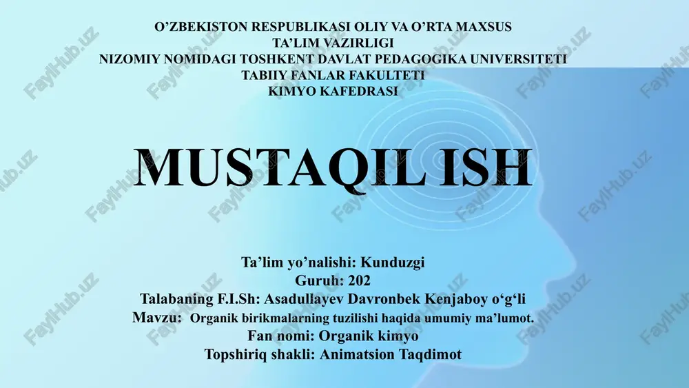 organik birikmalarning tuzilishi — PPTX