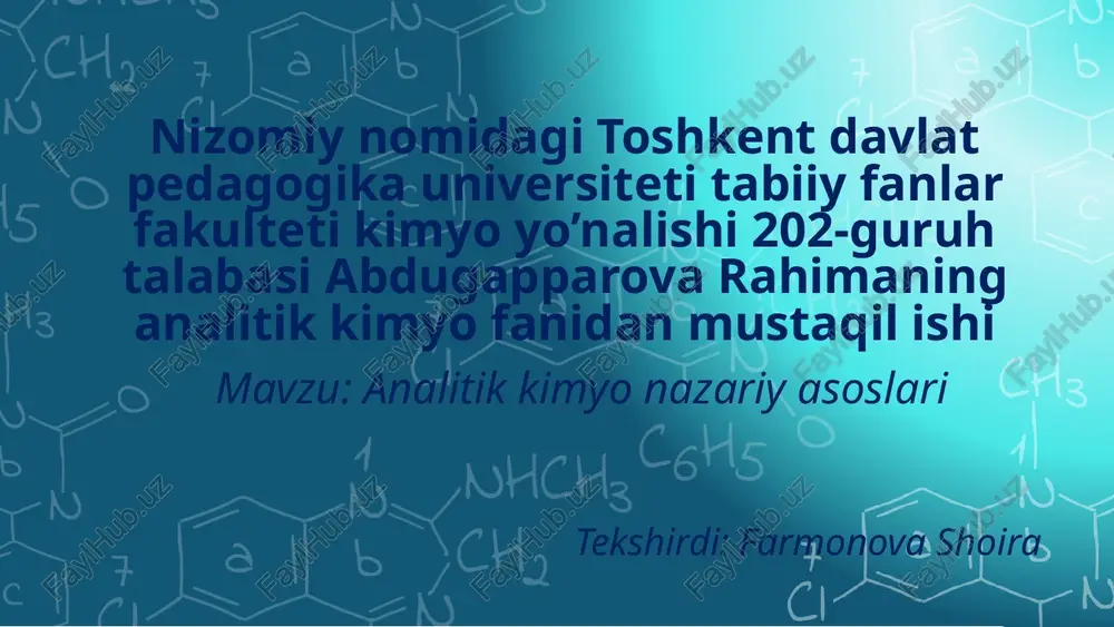 analitik kimyo nazariyasi — PPTX