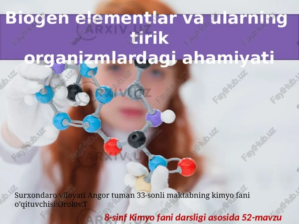8-sinf kimyo fani darsligi — PPTX