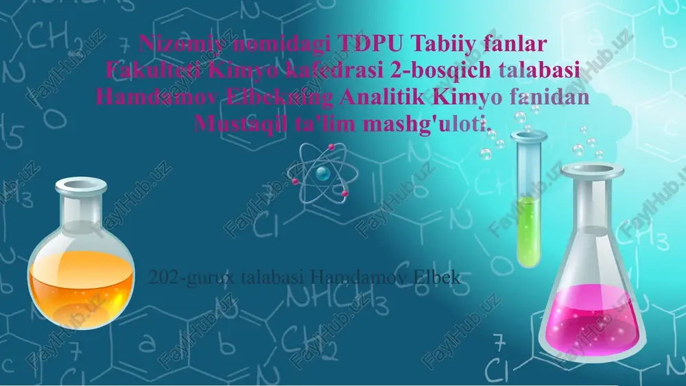 massalartasiriqonunining gidroliz jarayonida qo'llanilishi — PPTX