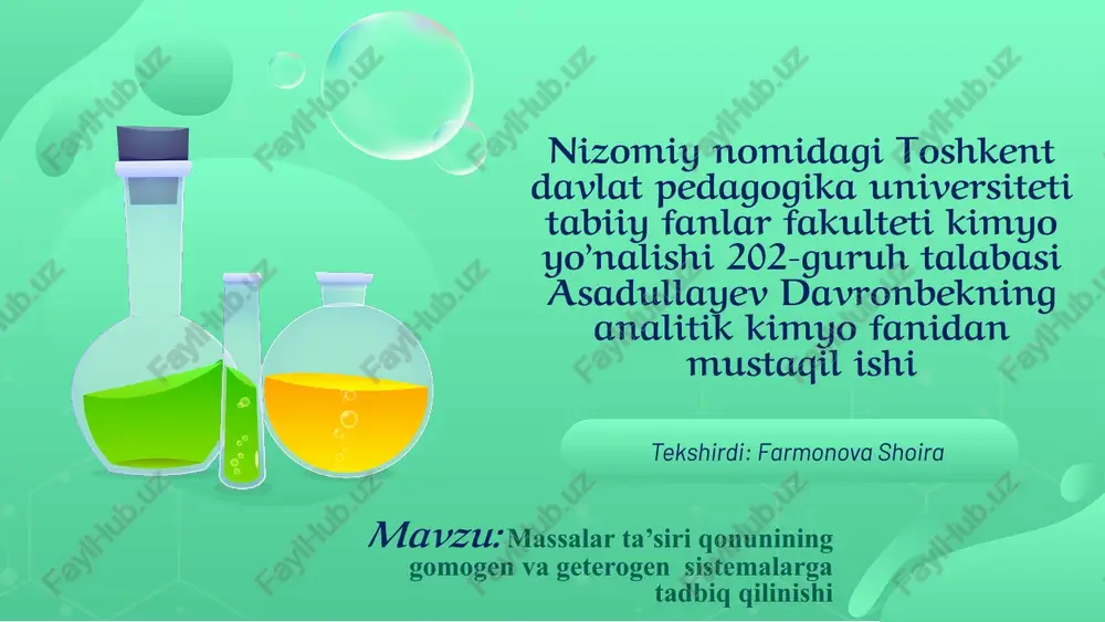 massalarta’siriqonunininggomogenvageterogensistemalargatadbiqqilinishi — PPTX