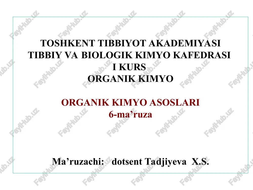 organik kimyo asoslari — PPT