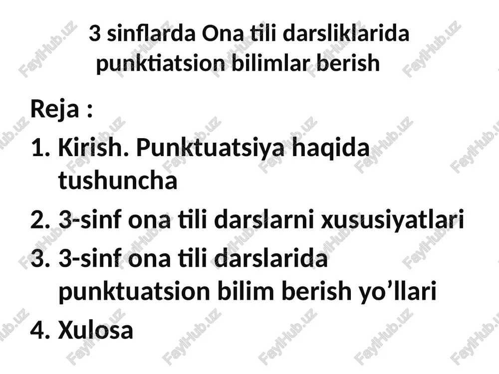 3-sinf ona tilidarsliklarida punktuatsiya bilimlarini berish — PPTX