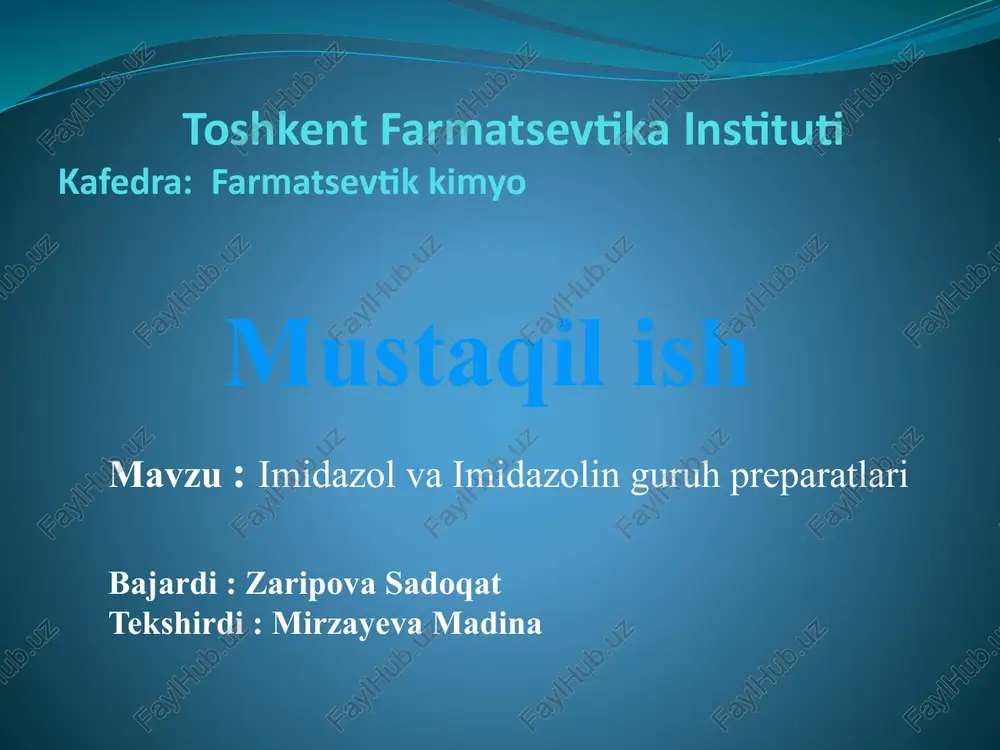 imidazol va imidazol inguruh preparatlari — PPTX