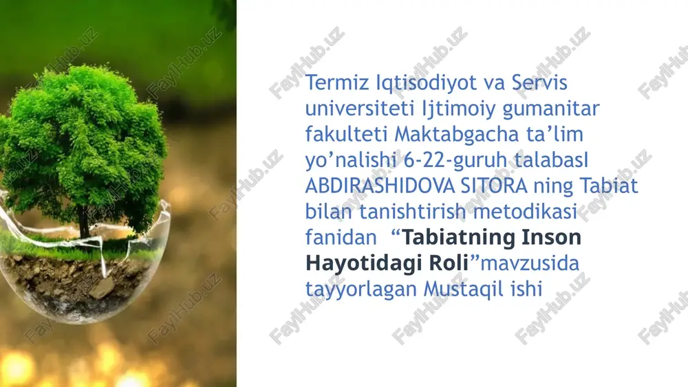 tabiatning inson hayotidagi roli — PPTX