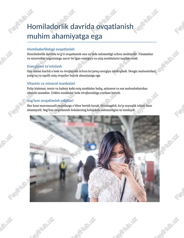 homiladorlik davrida ovqatlanish muhim ahamiyatga ega — DOCX