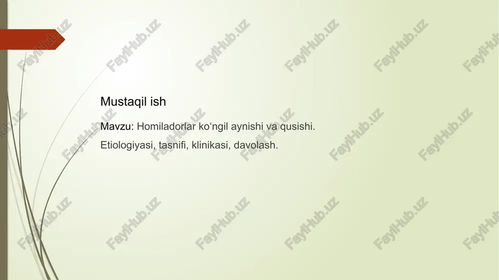 homiladorlar ko‘ngil aynishi va qusishi — PPTX
