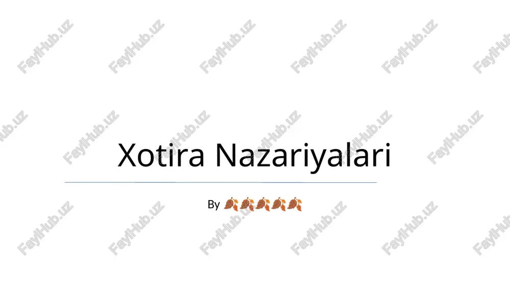 xotira nazariyalari — PPTX