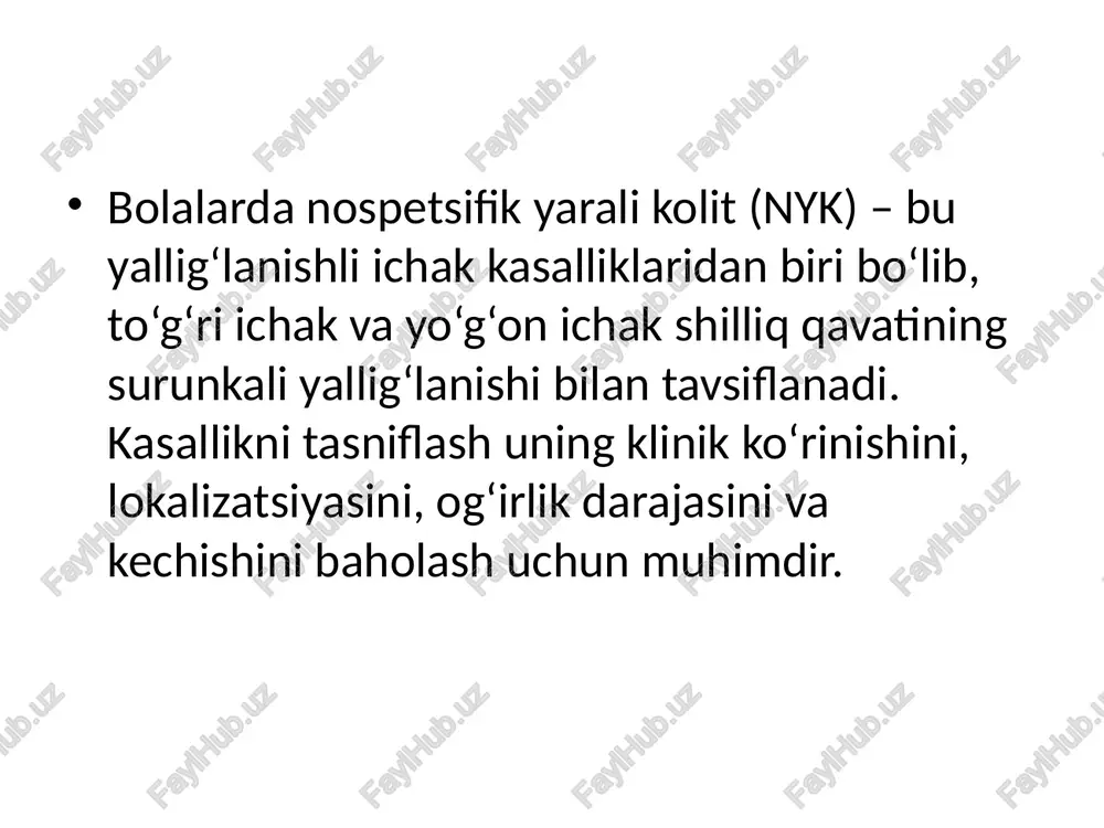 bolalardan ospetsifik yaralik olit(nyk) — PPTX