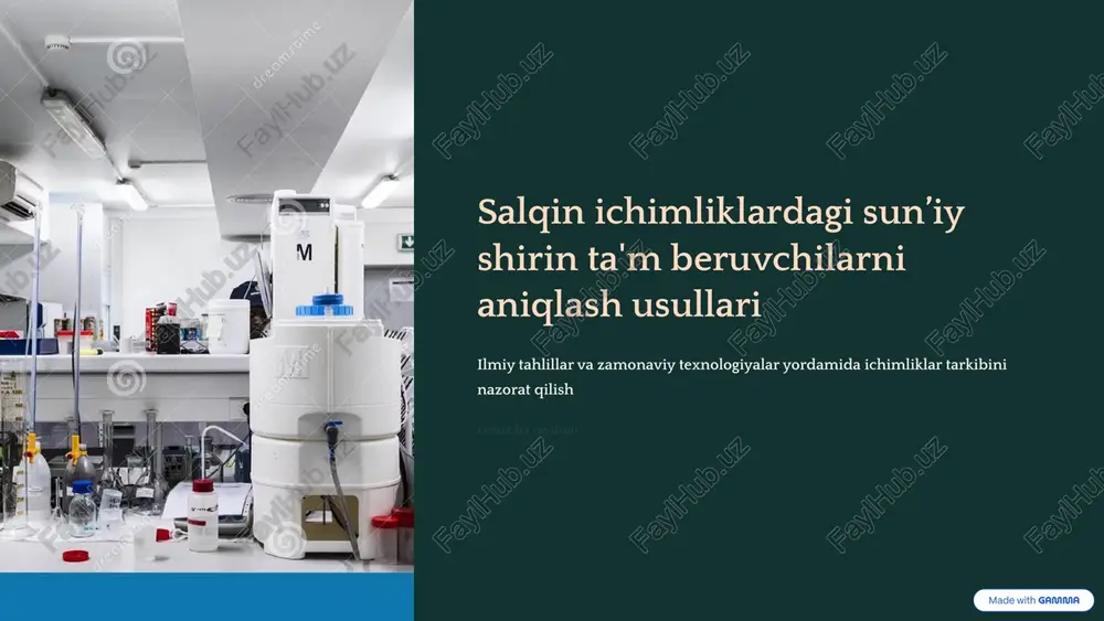 sun’iy shirin ta'm beruvchilarni aniqlash usullari — PPTX