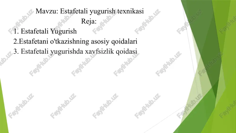 estafetali yugurish texnikasi — PPTX