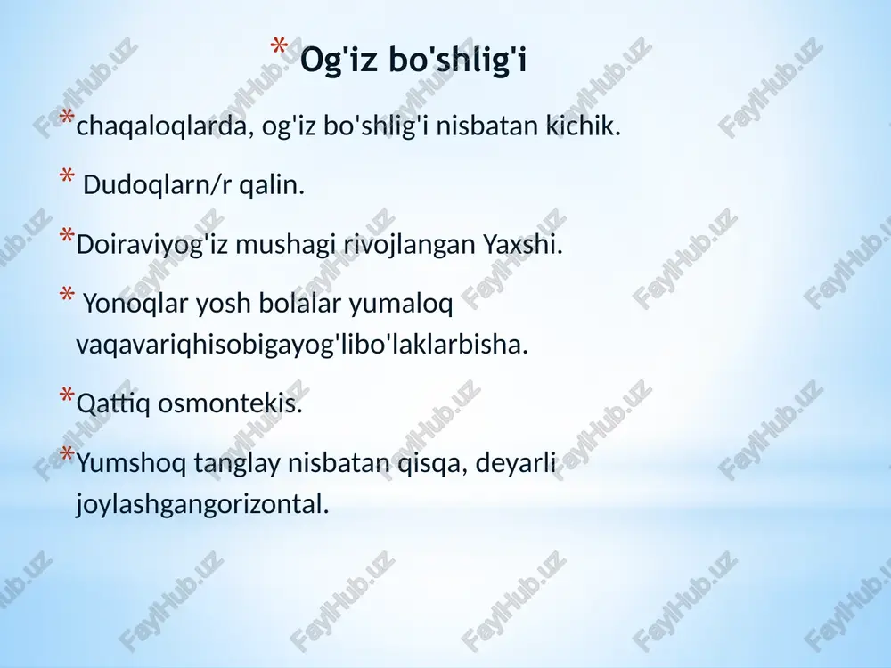 og'iz bo'shlig'i — PPTX