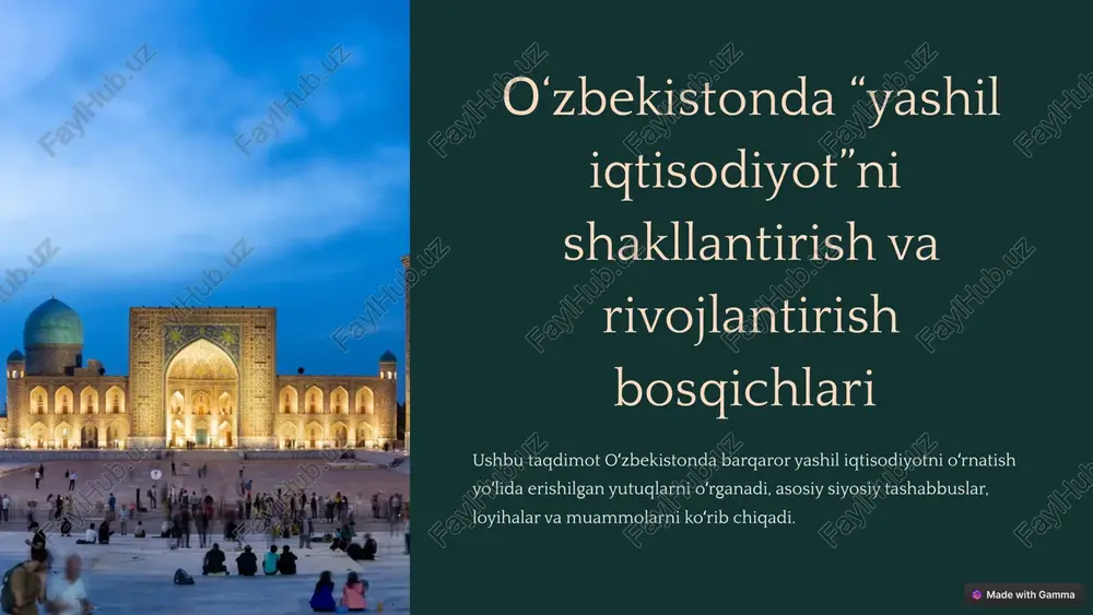 prezentatsiya, yashil iqtisodiyot — PPTX