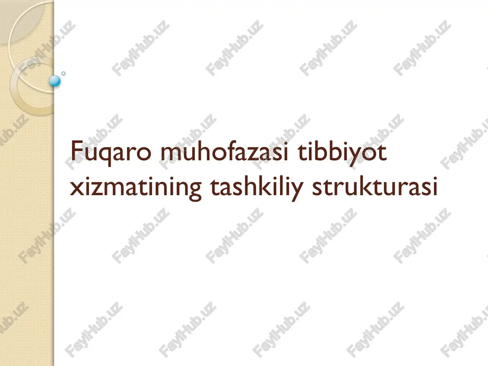 fuqaro muhofazasi tibbiyot xizmatining tashkiliy strukturasi — PPTX