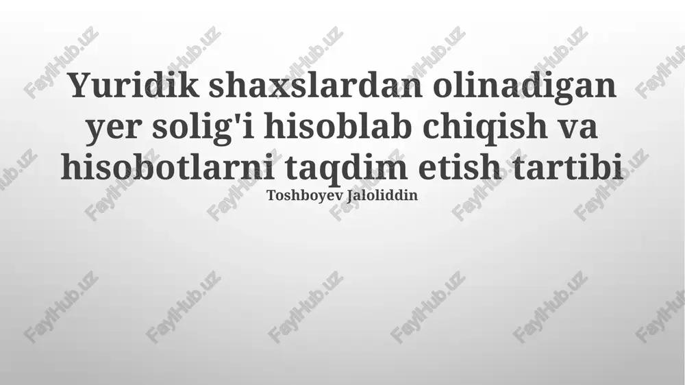 yer solig'i hisoboti — PPTX