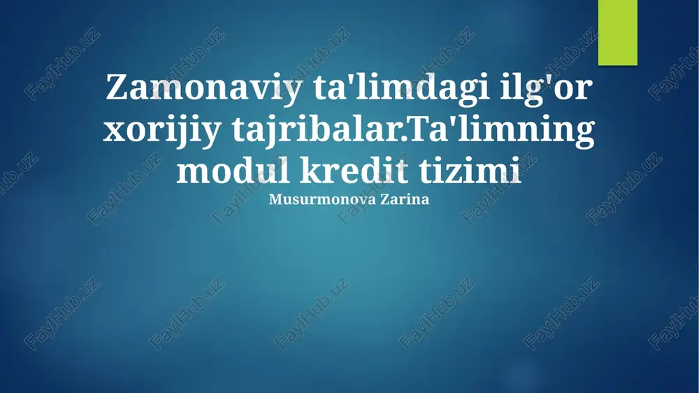 modul kredit tizimi: mohiyati va afzalliklari — PPTX