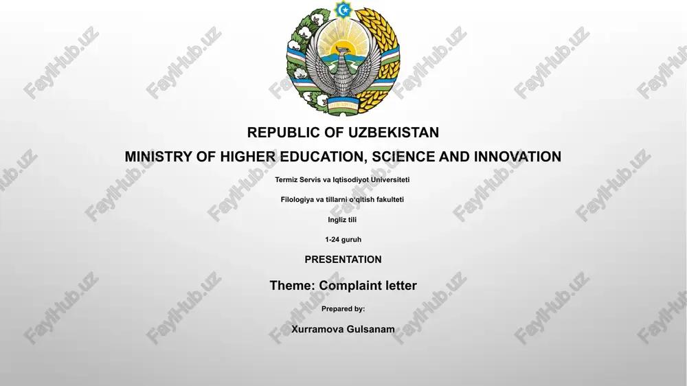 presentation on complaint letter — PPTX