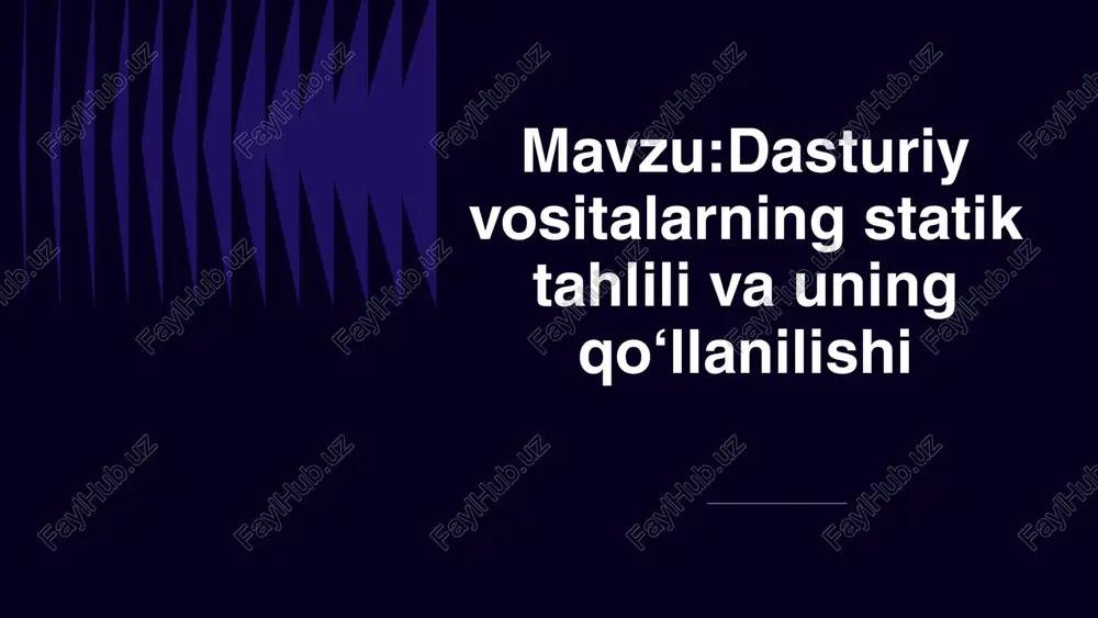 dasturiy vositalarning statik tahlili va uning qo‘llanilishi — PPTX