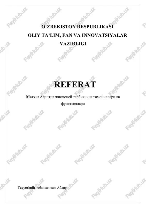 adaptiv jismoniy tarbiya — DOCX