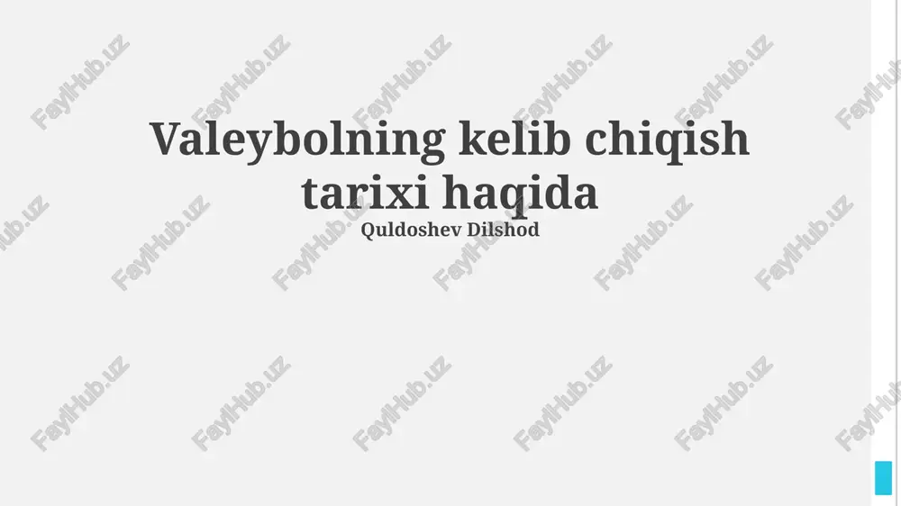 voleybolning kelib chiqish tarixi — PPTX
