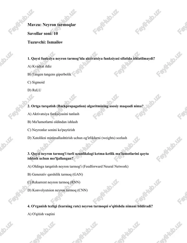neyron tarmoqlar — DOCX