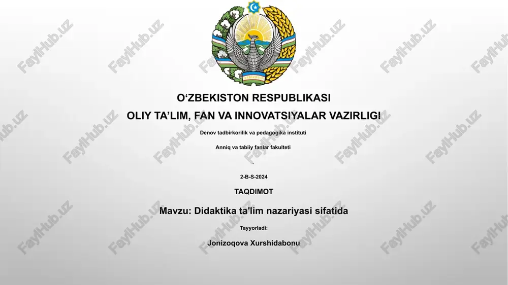 didaktika ta'lim nazariyasi sifatida — PPTX