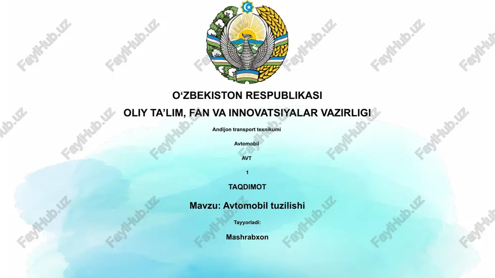 avtomobil tuzilishi — PPTX