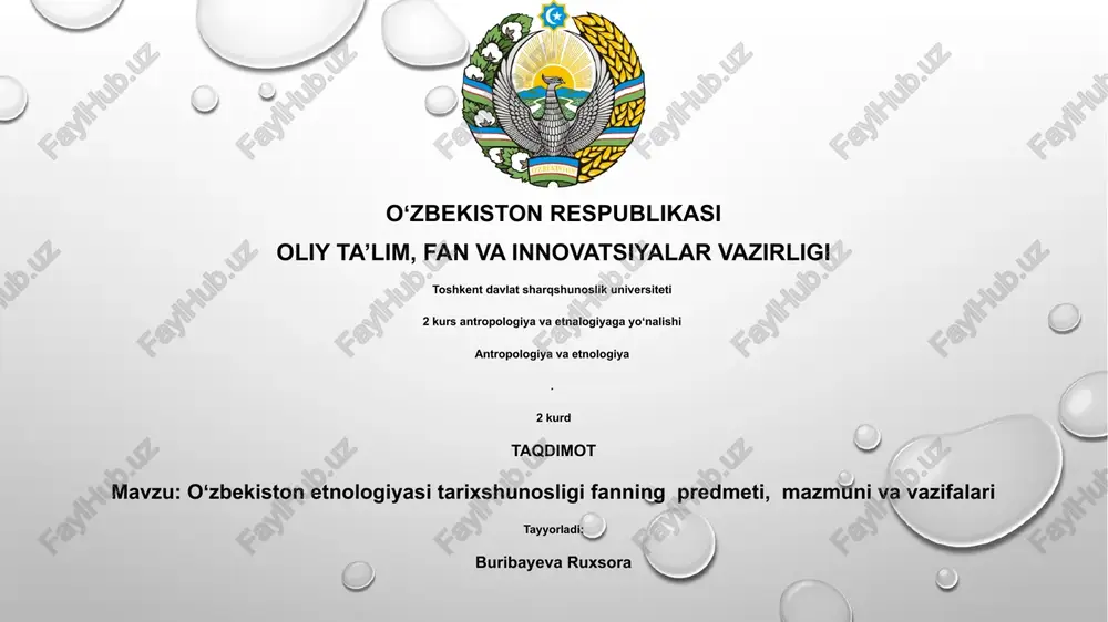 oʻzbekiston etnologiyasi tarixshunosligi — PPTX