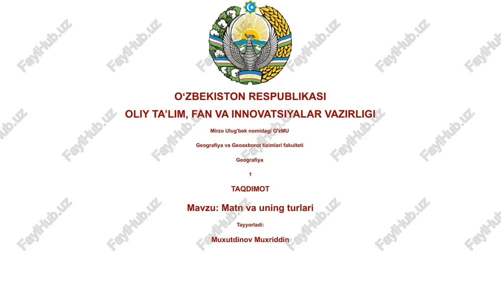 matn va uning turlari — PPTX