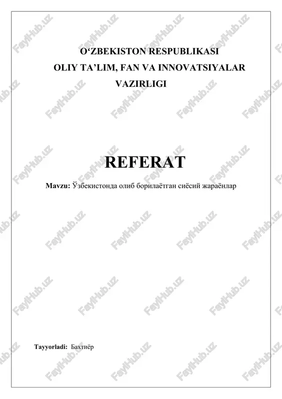 oʻzbekistonda siyosiy jarayonlar — DOCX