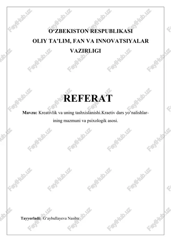 kreativlik va uning tashxislanishi — DOCX