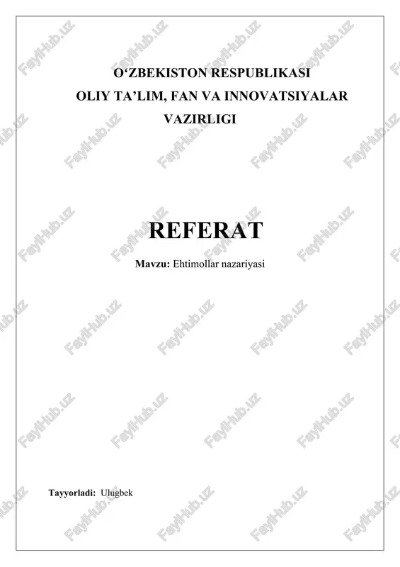 ehtimollar nazariyasi — DOCX