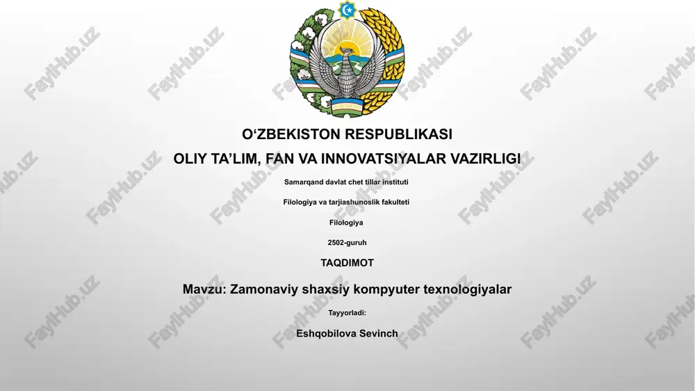 zamonaviy shaxsiy kompyuter texnologiyalar — PPTX