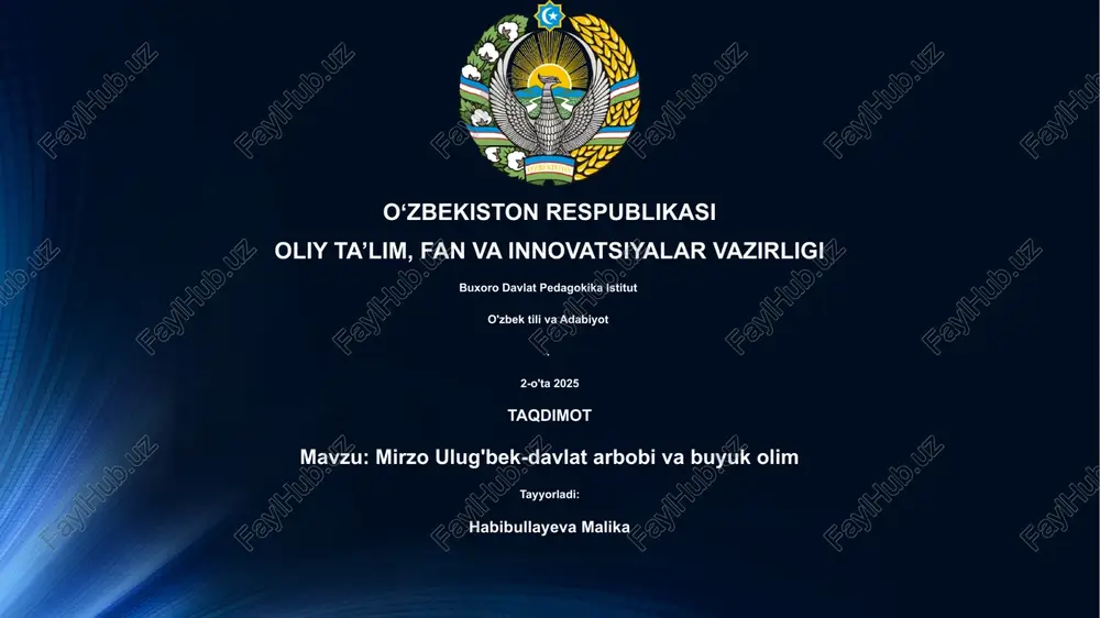 mirzo ulug'bek-davlat arbobi va buyuk olim — PPTX