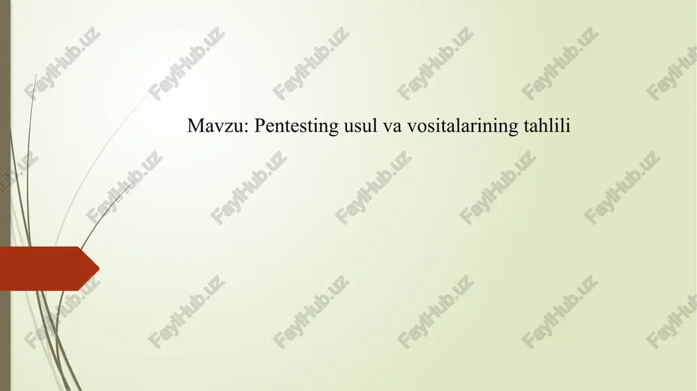 pentesting usul va vositalarining tahlili — PPTX