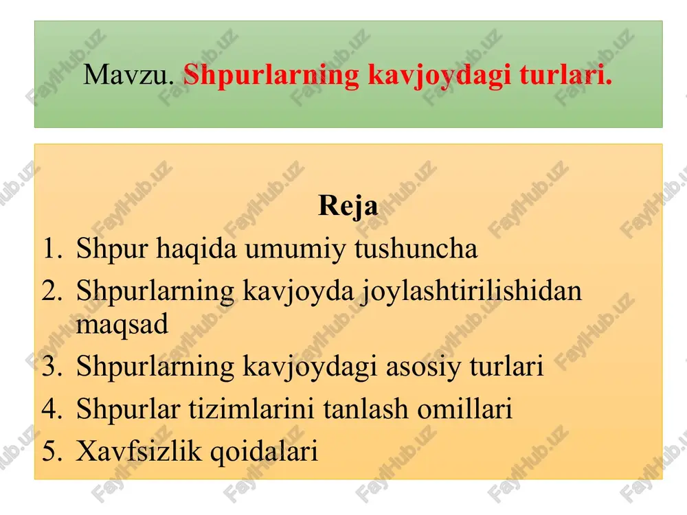 shpur haqida umumiy tushuncha — PPTX