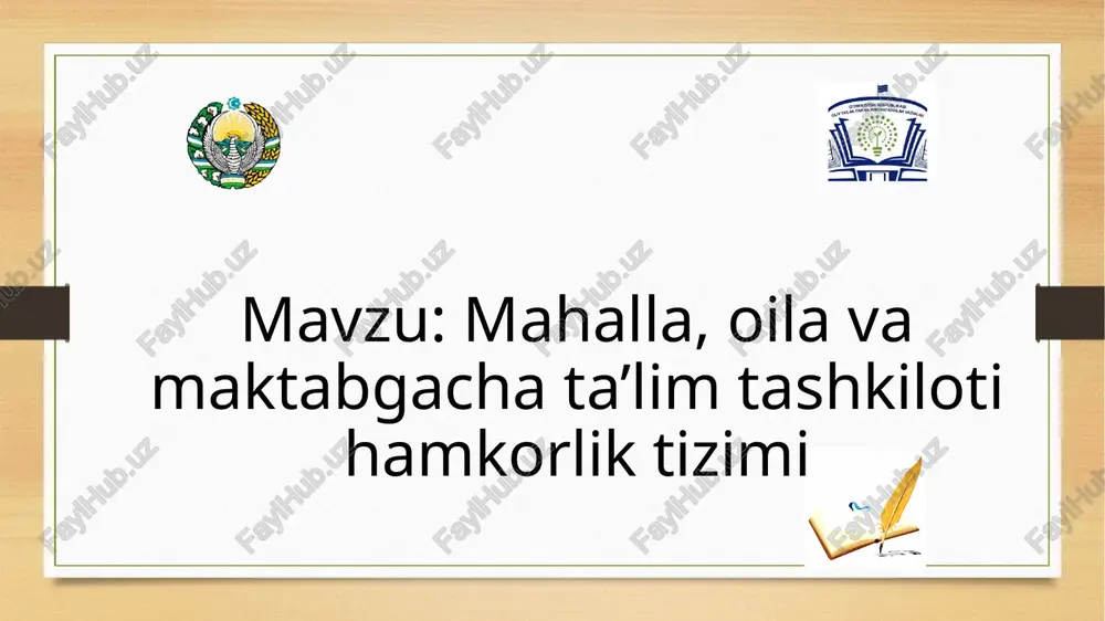 mahalla, oilava maktabgacha ta'lim tashkiloti hamkorligi — PPTX