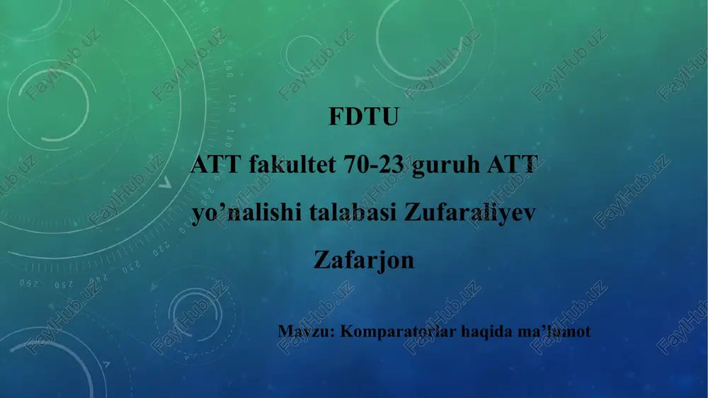 komparatorlar haqida ma'lumot — PPTX