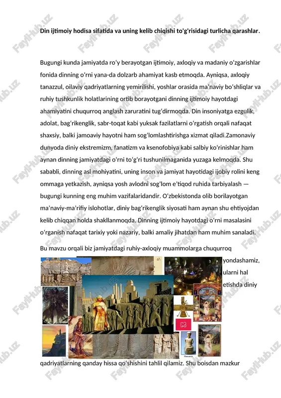 din ijtimoiy hodisa sifatida — DOCX