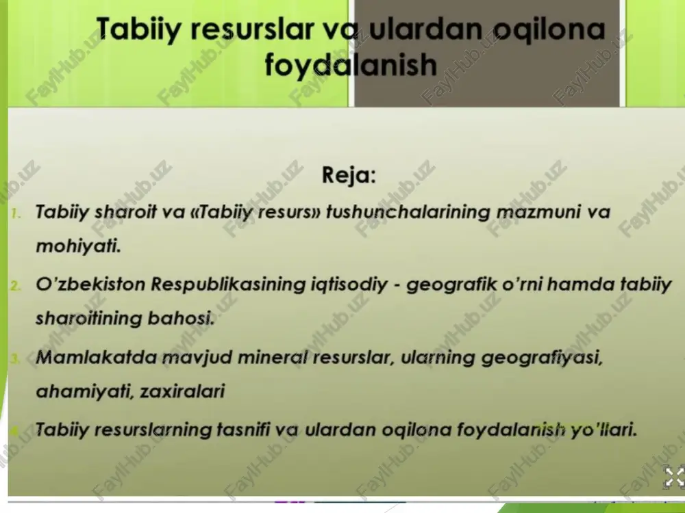 tabiiy resurslar — PPTX