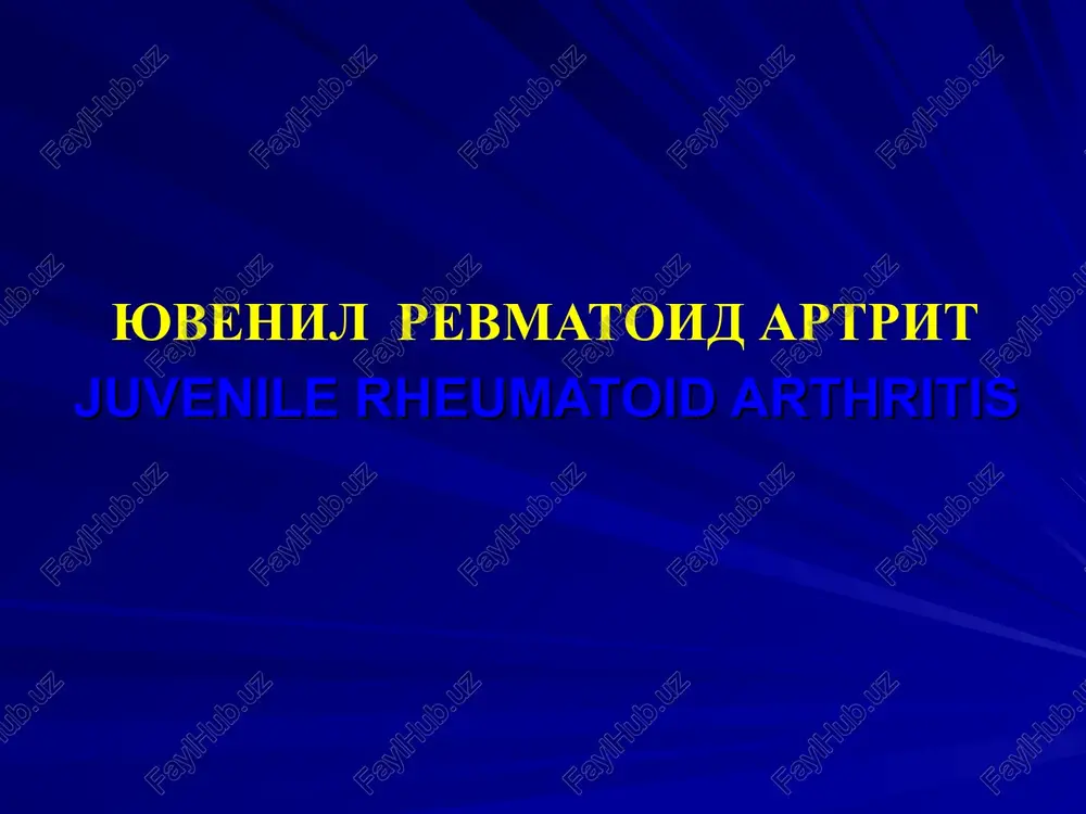 yuvenil revmatoid artritjuvenile rheumatoid arthritis — PPT