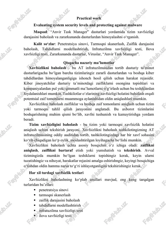 xavfsizlikni baholash — DOCX
