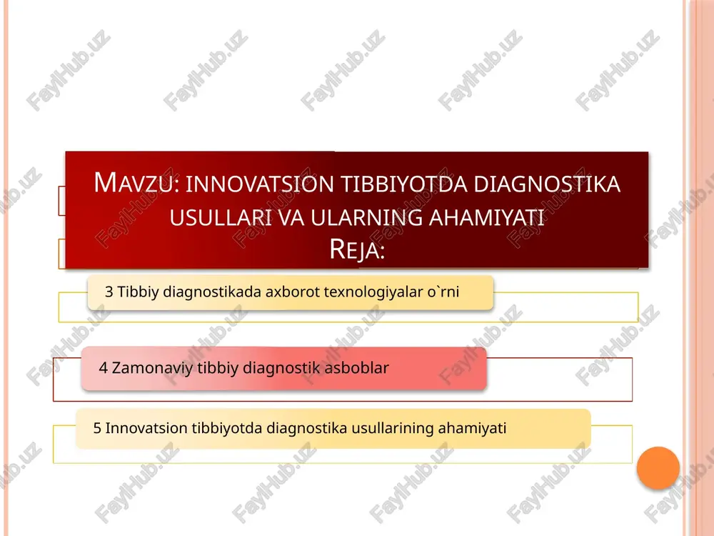 innovatsion tibbiyotda diagnostika usullari va ularning ahamiyati — PPTX