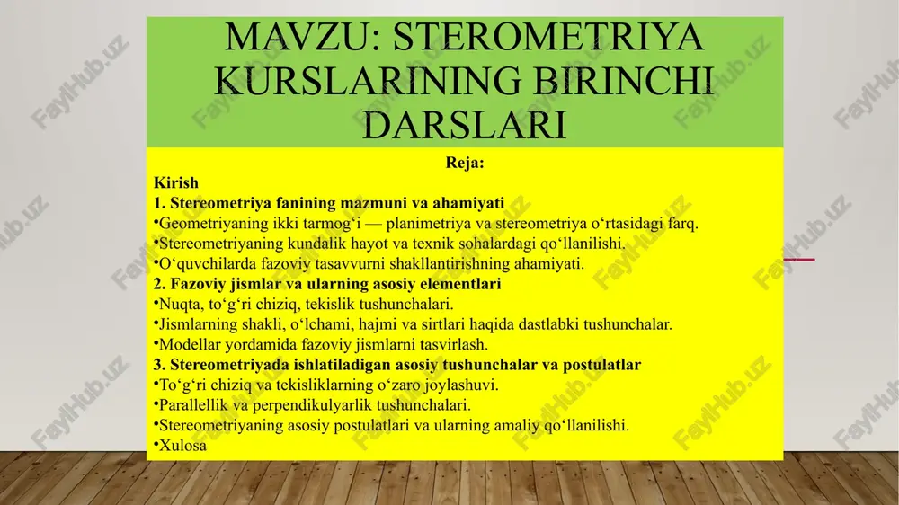 stereometriya kurslari — PPTX
