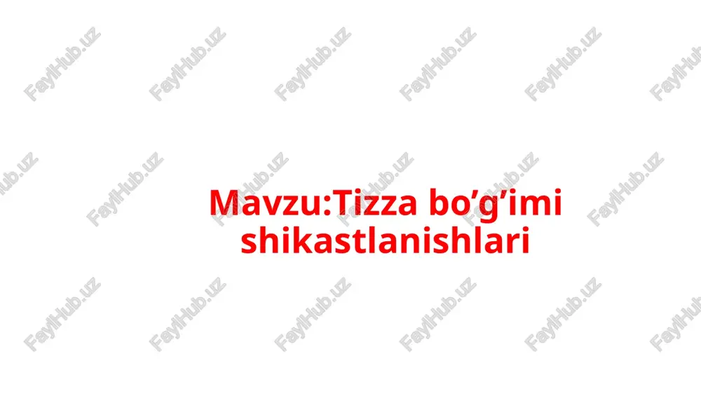 tizza bo’g’imi shikastlanishlari — PPTX
