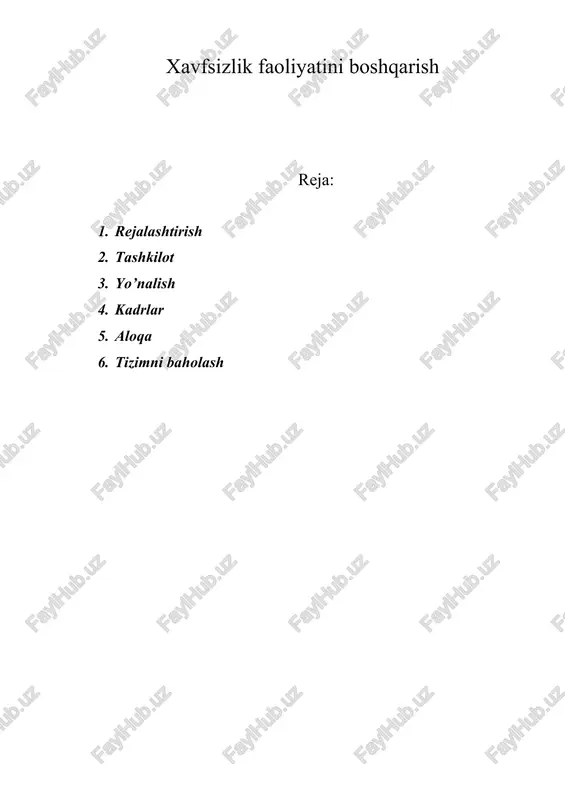 xavfsizlik faoliyatini boshqarish — DOC