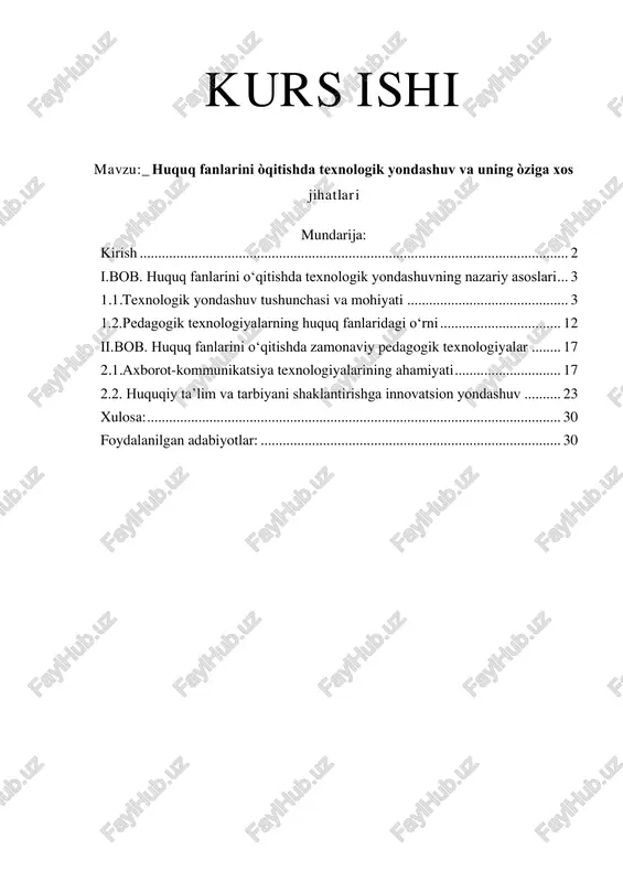 huquq fanlarini òqitishda texnologik yondashuv va uning òziga xos jihatlari — PDF