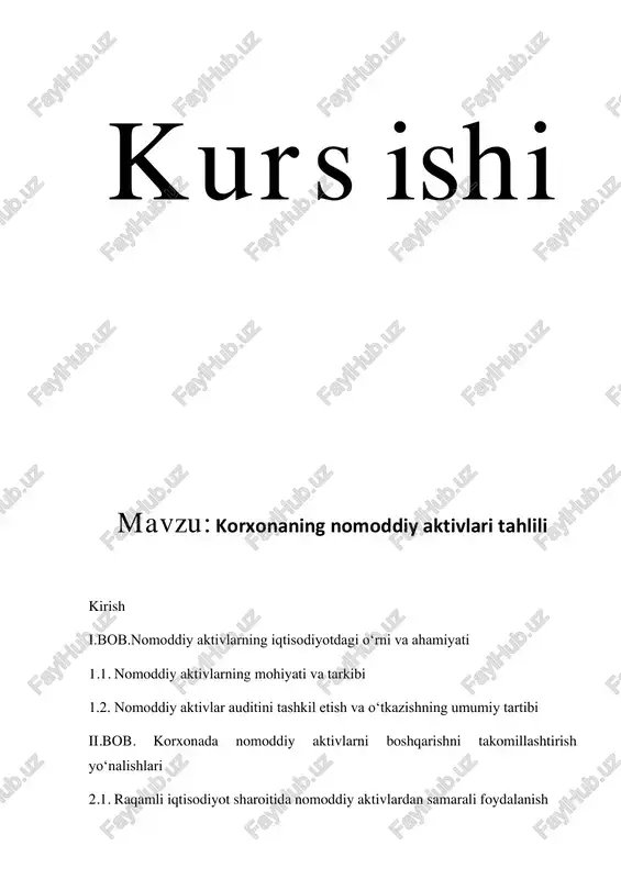 nomoddiy aktivlarning iqtisodiyotdagi o‘rni va ahamiyati — PDF