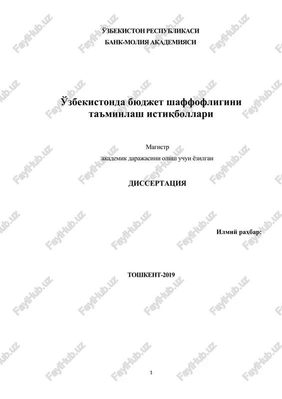 byudjet shaffofligini ta'minlash istiqbollari — DOCX