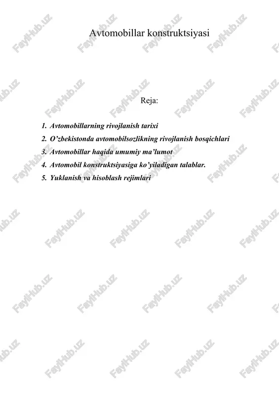 avtomobillar konstruktsiyasi — DOC